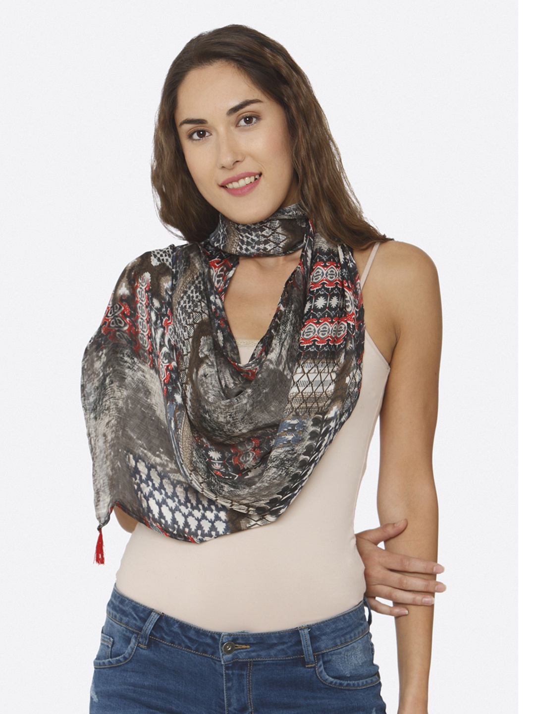 shiloh Grey & Black Printed Scarf