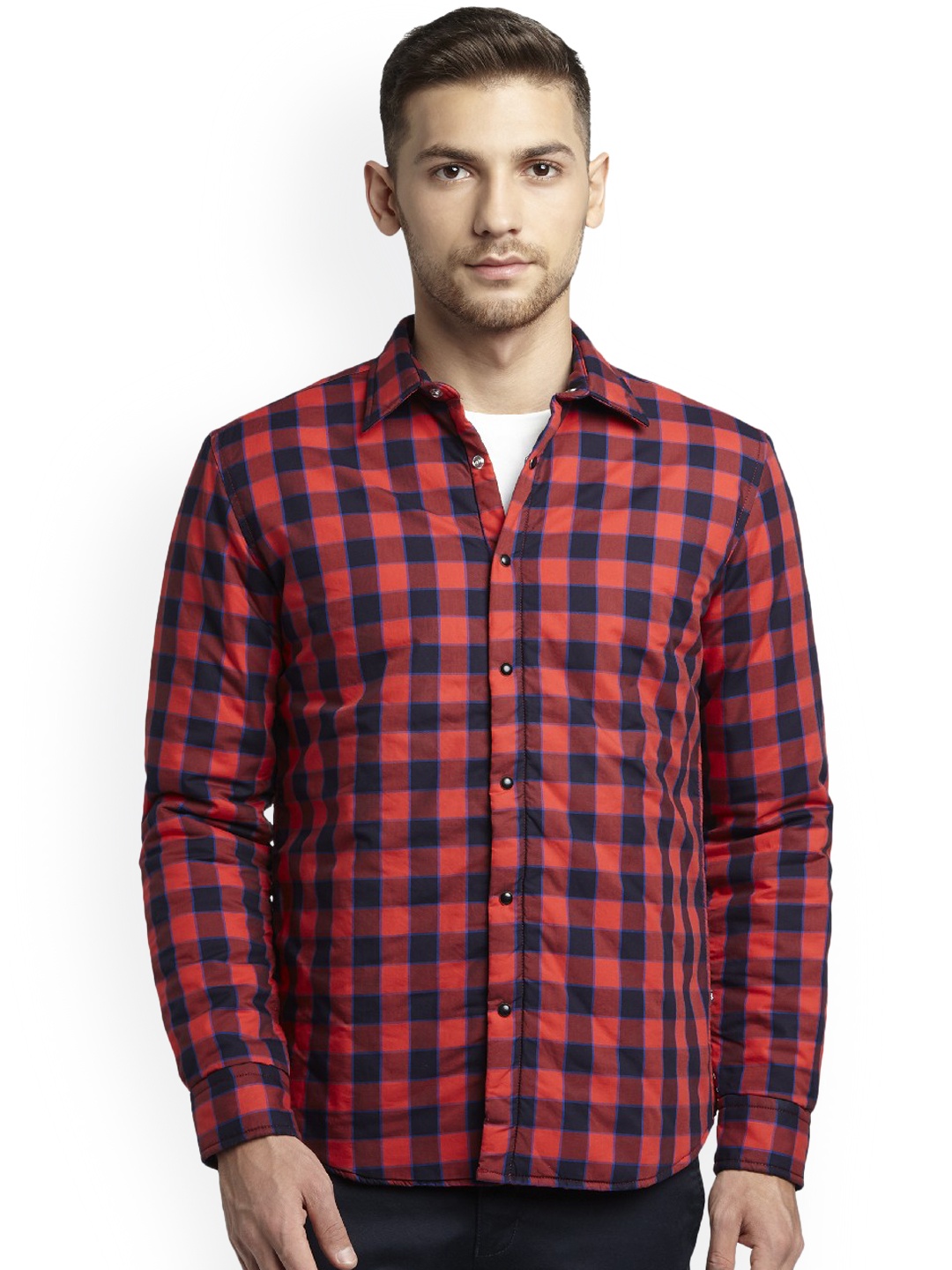 

Parx Men Red Slim Fit Checked Casual Shirt