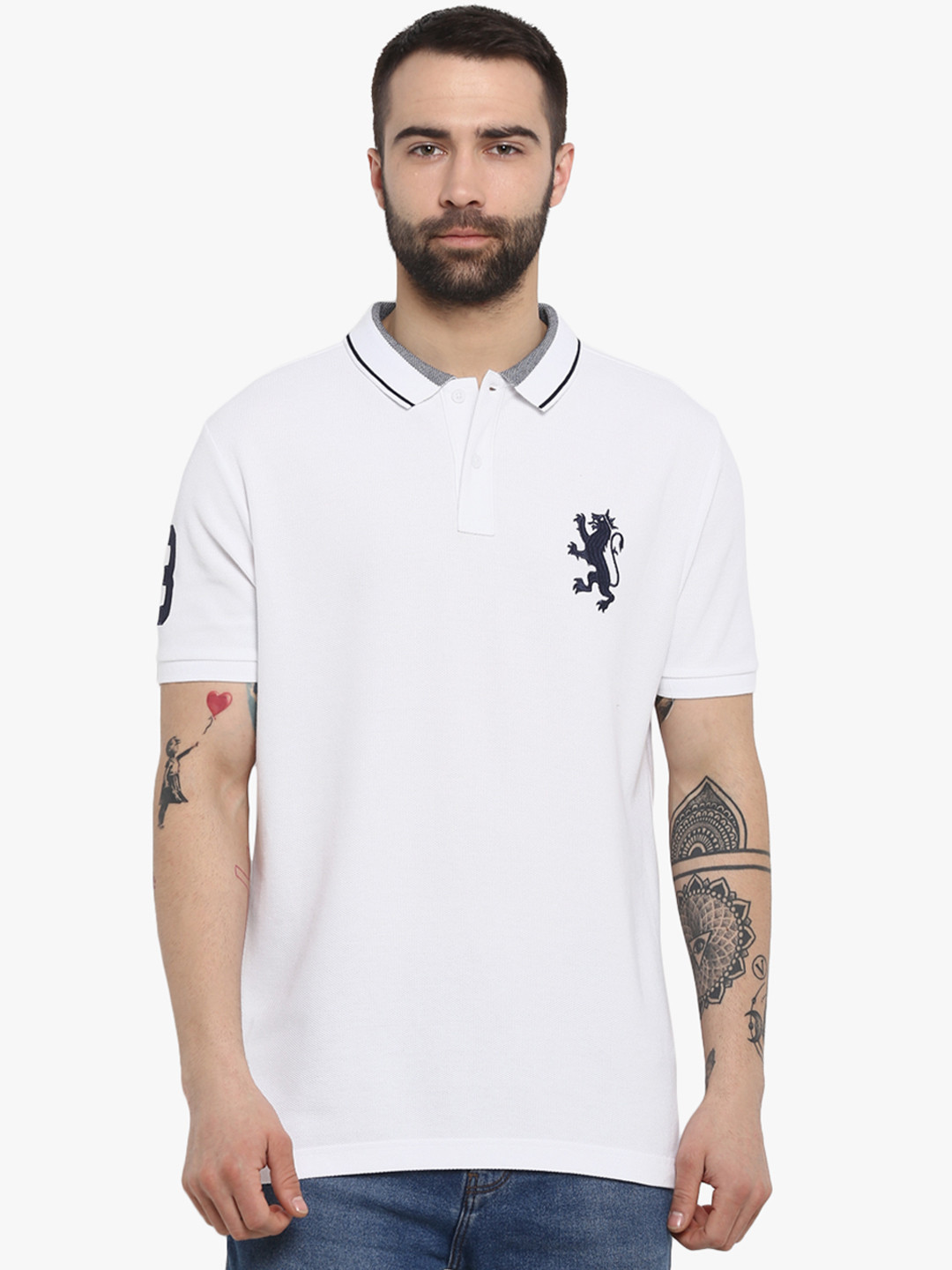 

Red Tape Men White Solid Polo Collar T-shirt