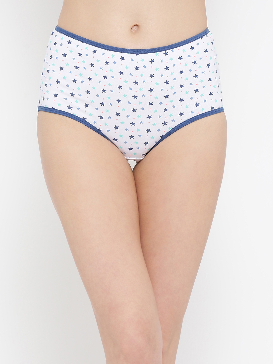 

Clovia Women White & Blue Printed Hipster Briefs PN3125P18XL