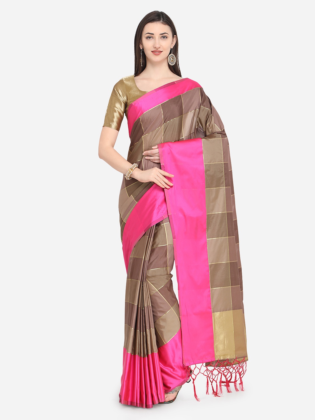 

MOKSHA DESIGNS Multicoloured Pure Silk Checked Ikat Saree, Multi