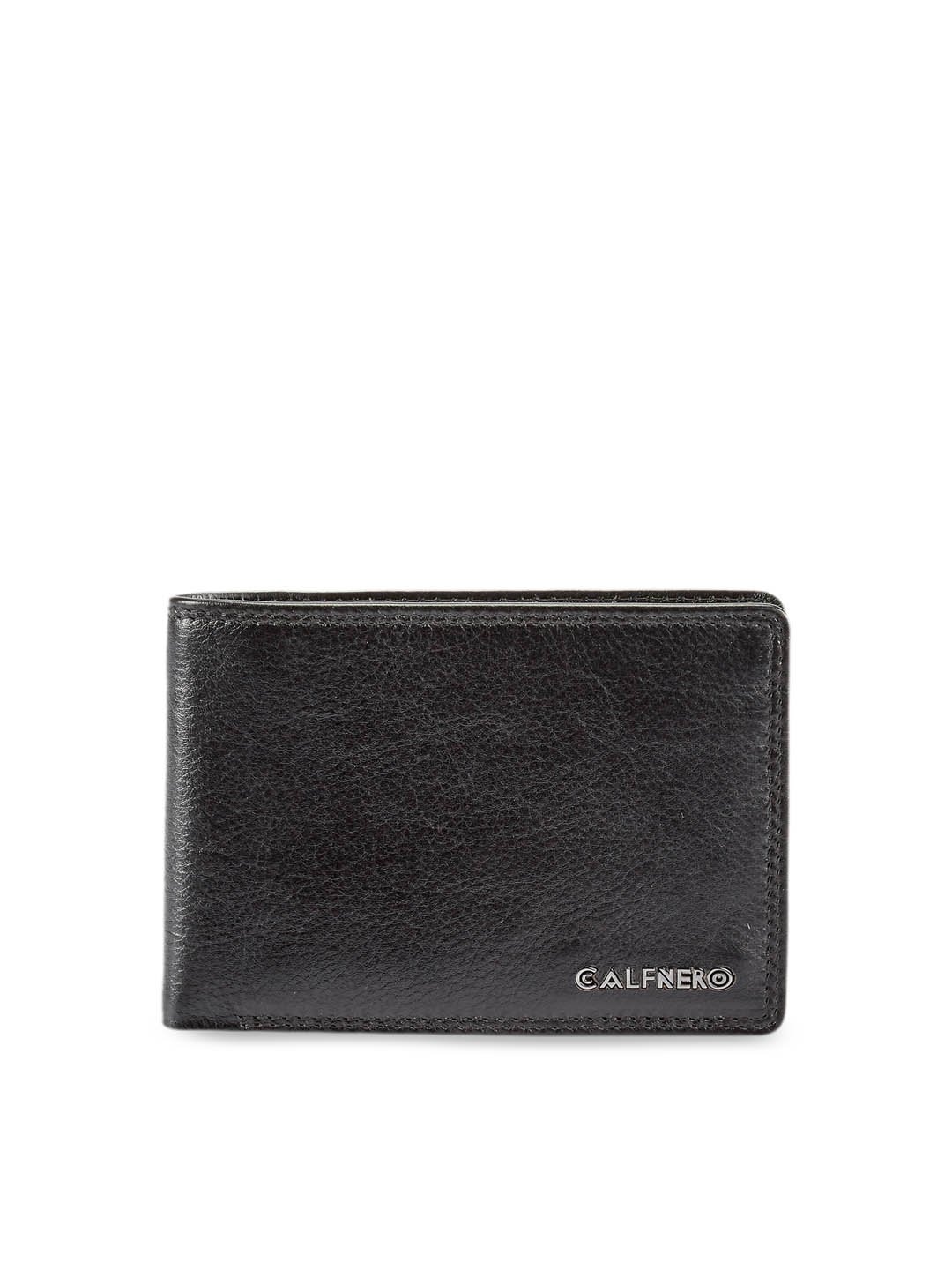 

CALFNERO Men Black Solid Leather Two Fold Wallet