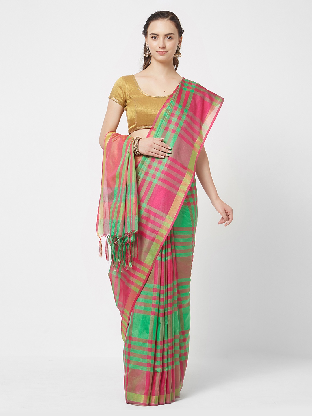 

MOKSHA DESIGNS Multicoloured Checked Saree, Multi