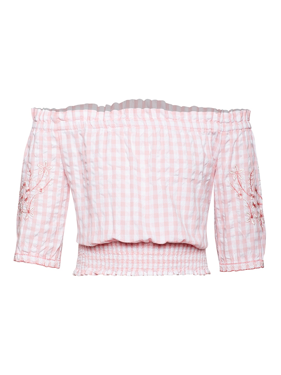 

Oxolloxo Girls Pink Checked Blouson Top