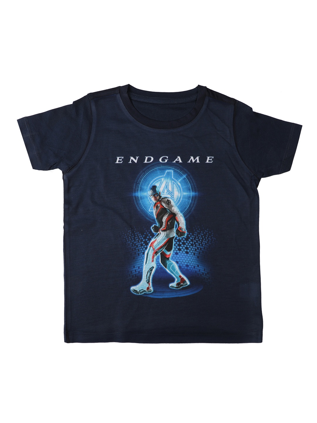Marvel by Wear Your Mind Boys Navy Blue Captain America Printed Round Neck T-shirt