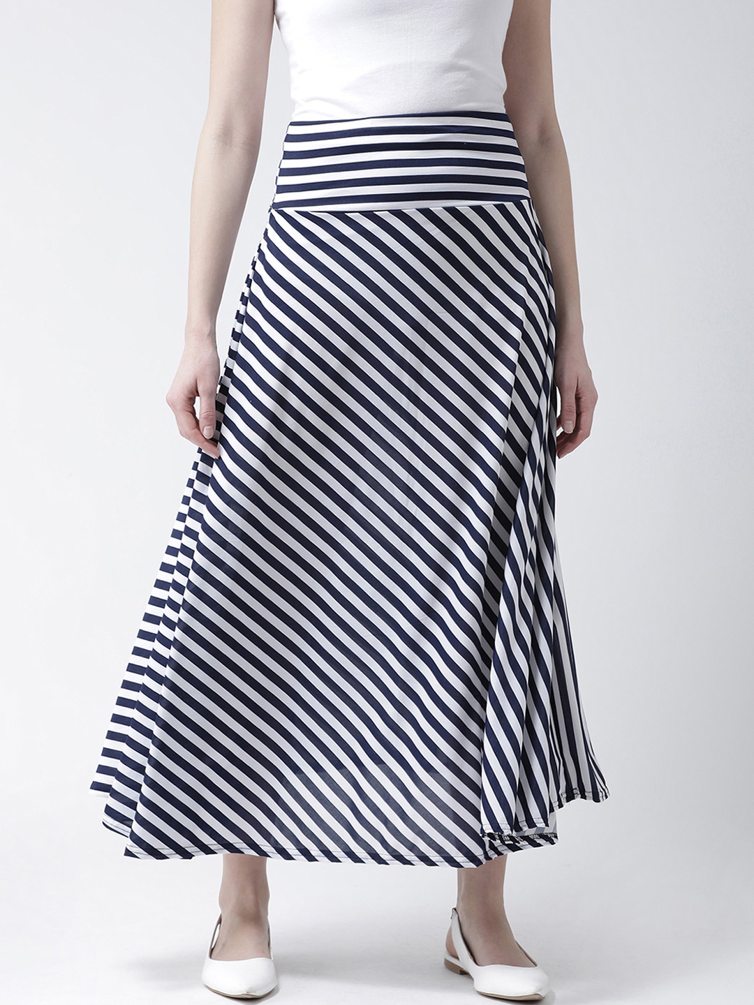 

Castle Women Navy Blue & White Striped A-line Skirt