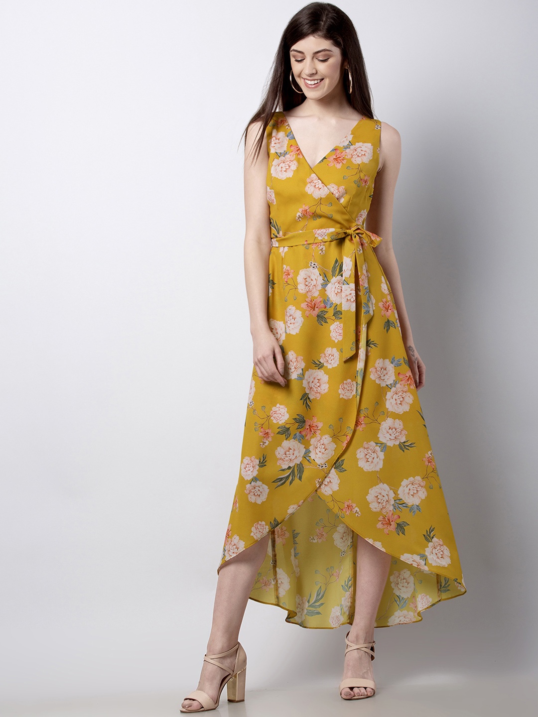 

FabAlley Women Yellow Printed Maxi Dress