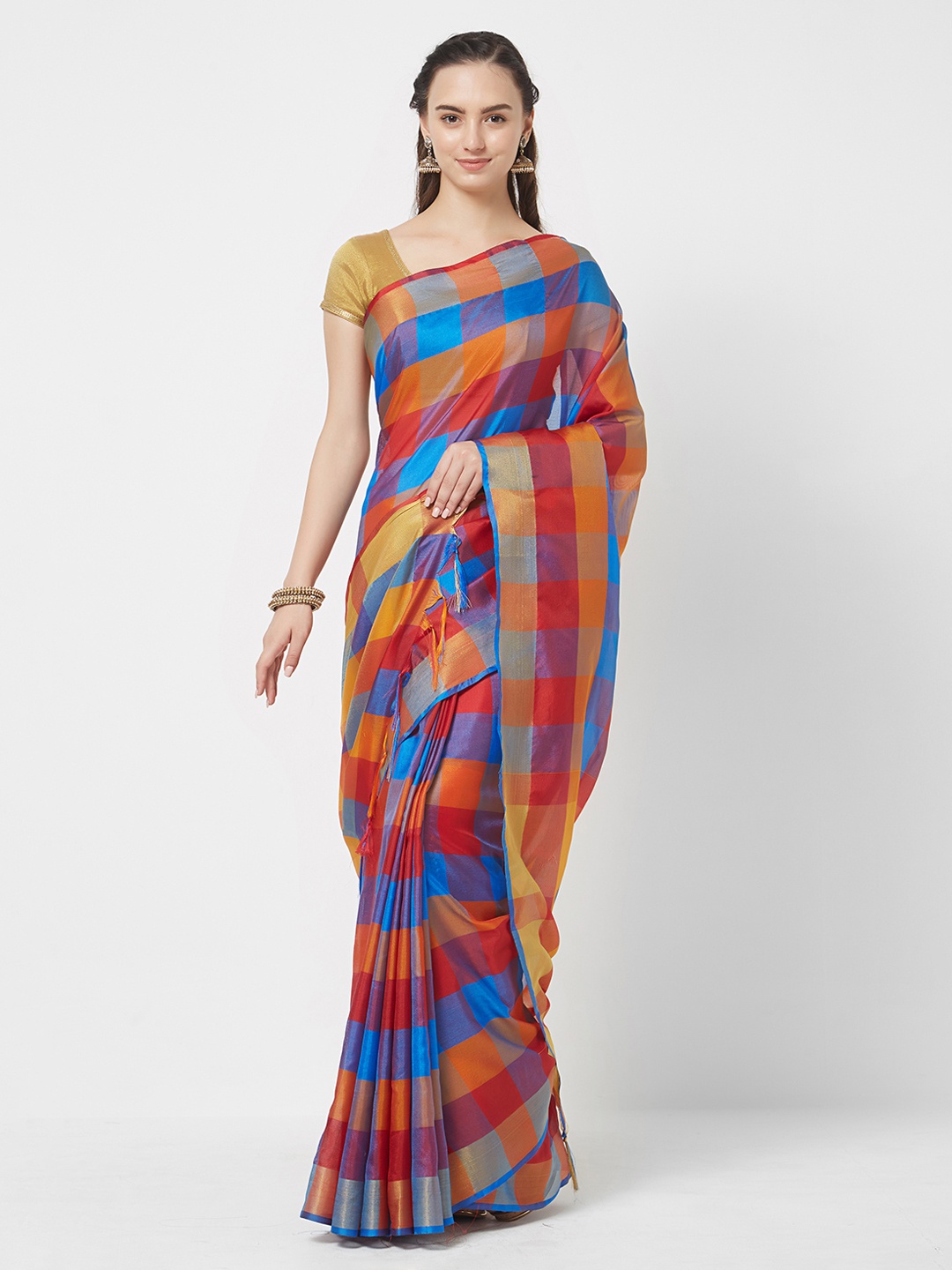 

MOKSHA DESIGNS Multicoloured Checked Saree, Multi