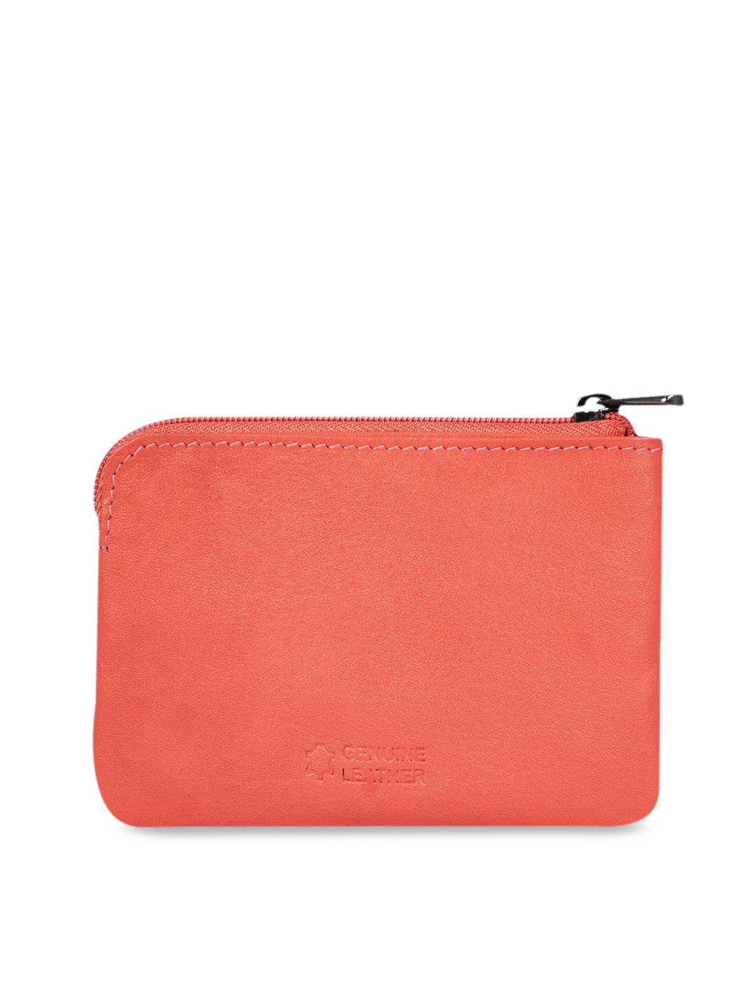 

CALFNERO Unisex Orange Solid Genuine Leather Zip Around Wallet