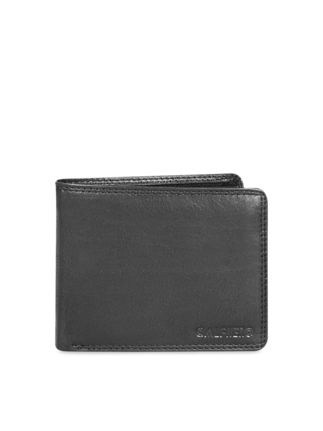 

CALFNERO Men Black Solid Leather Two Fold Wallet