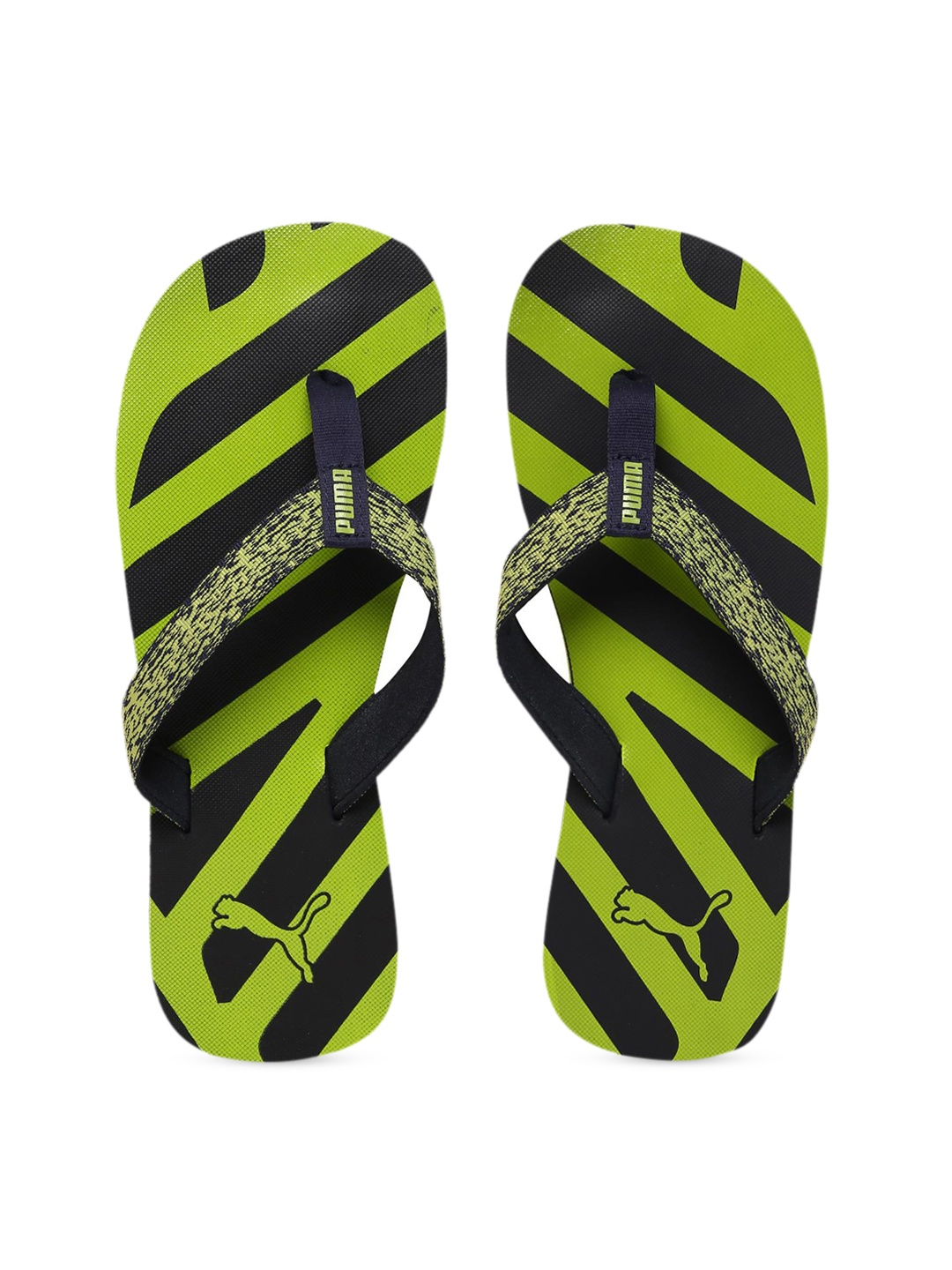 Puma Unisex Lime Green Self Design Thong Flip Flops