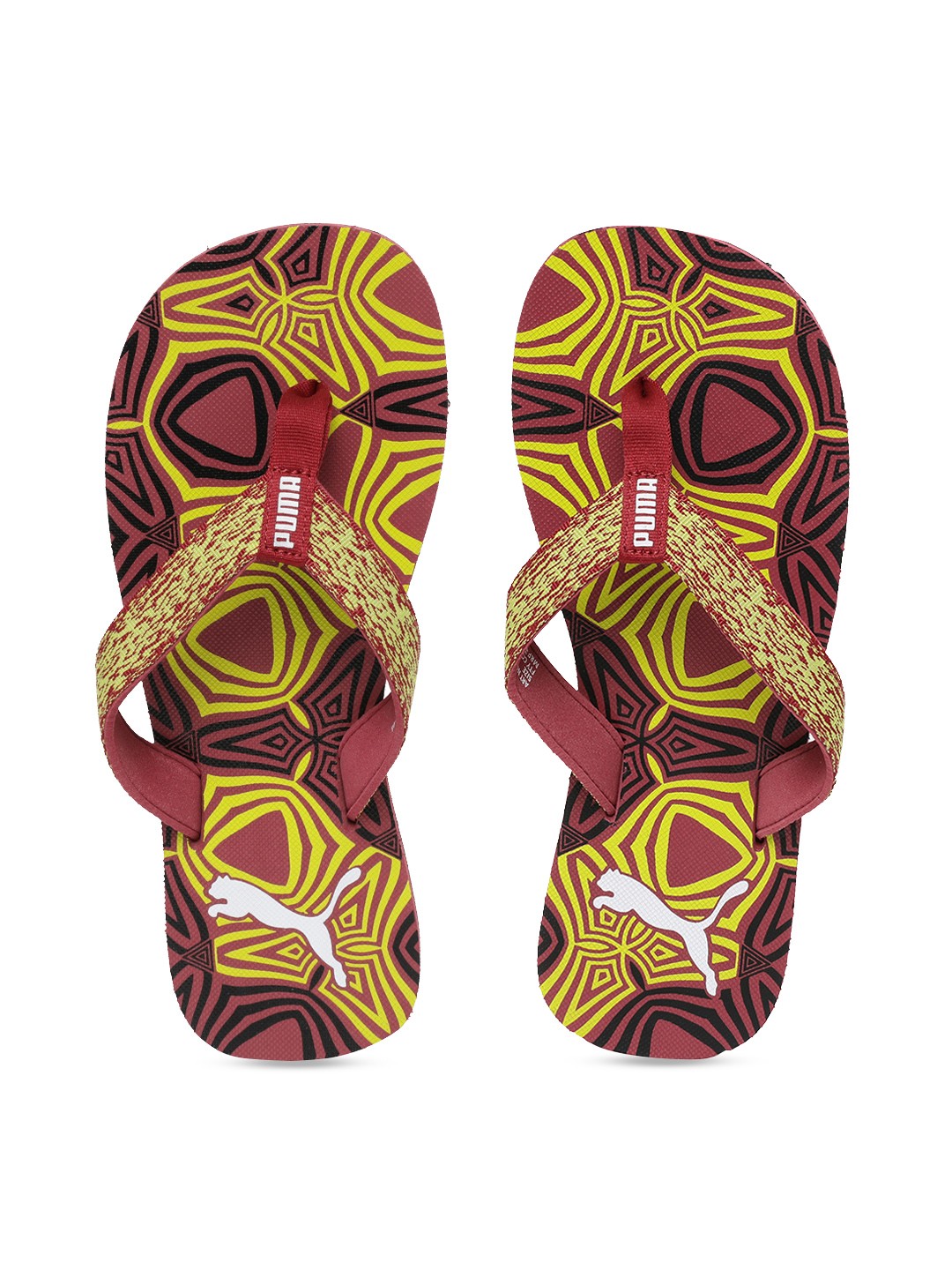 

Puma Unisex Maroon & Yellow Solid Thong Flip Flops