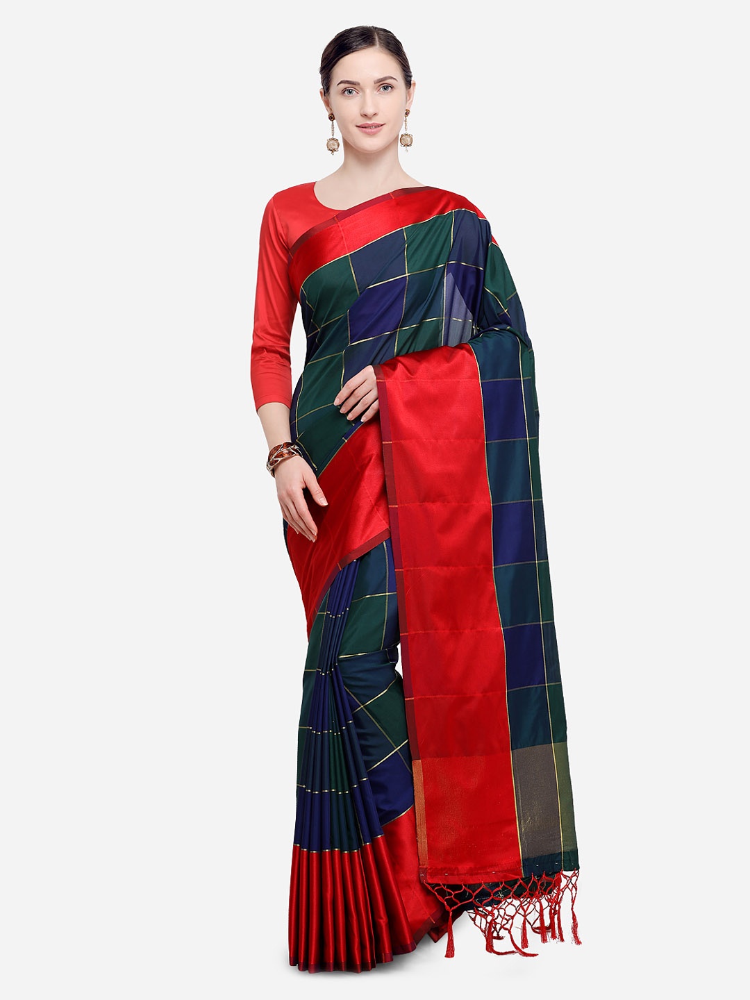 

MOKSHA DESIGNS Multicoloured Pure Silk Colourblocked Ikat Saree, Multi