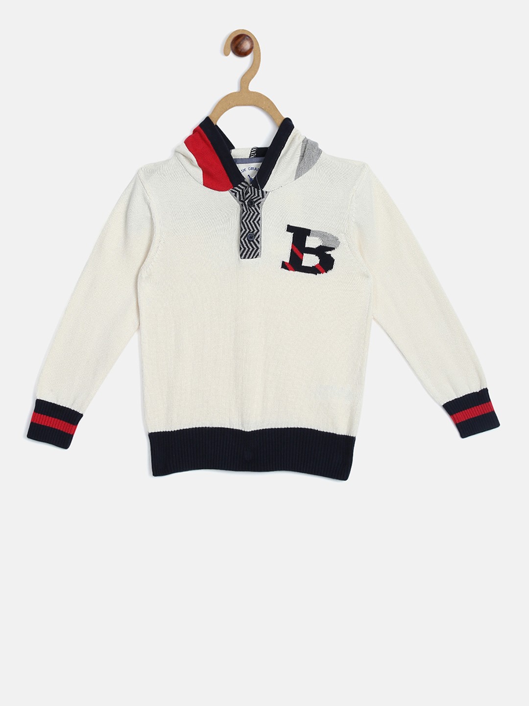 

Blue Giraffe Boys White Solid Sweater