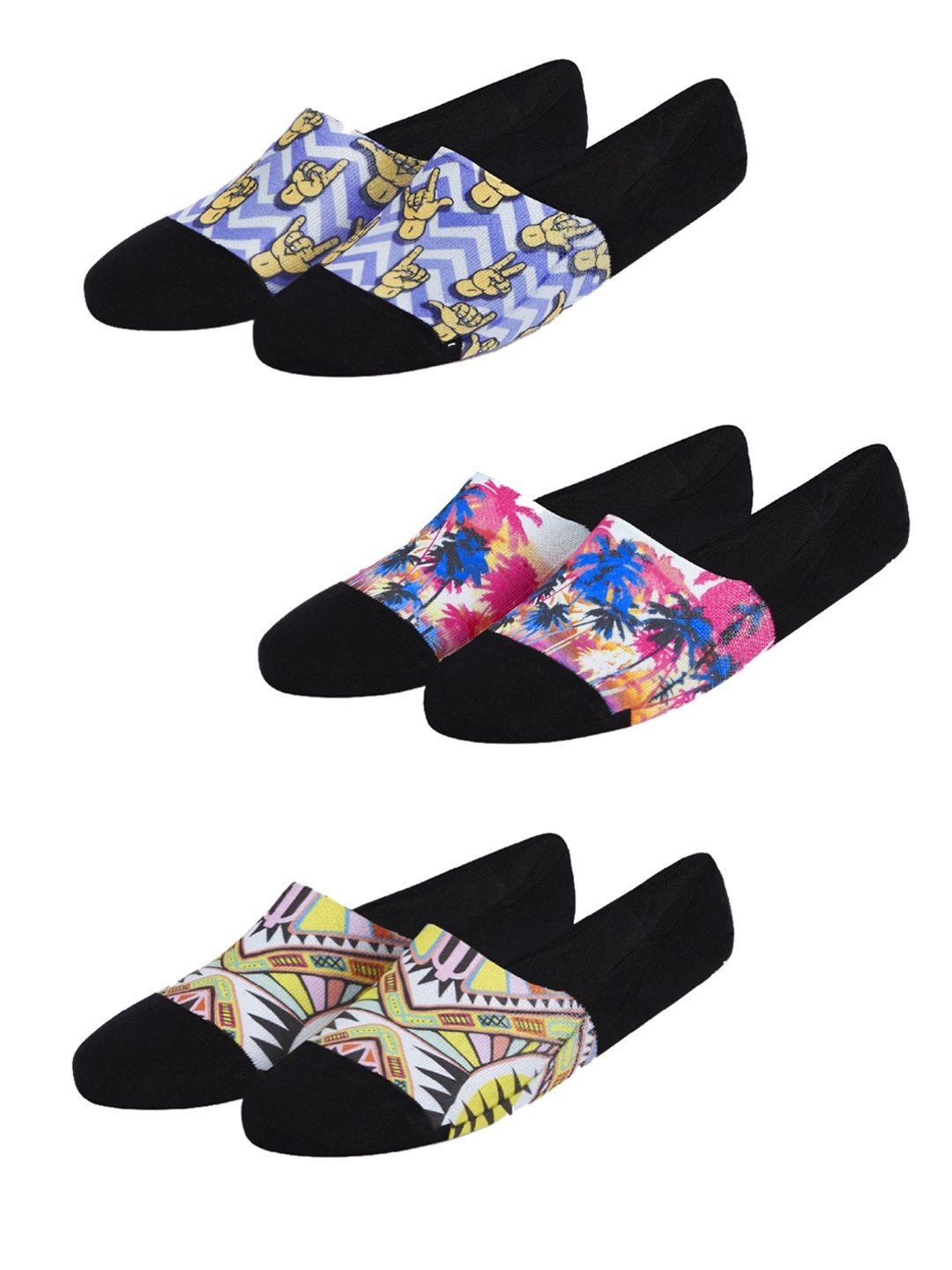 

Dynamocks Pack of 3 Patterned Shoe Liners, Multi