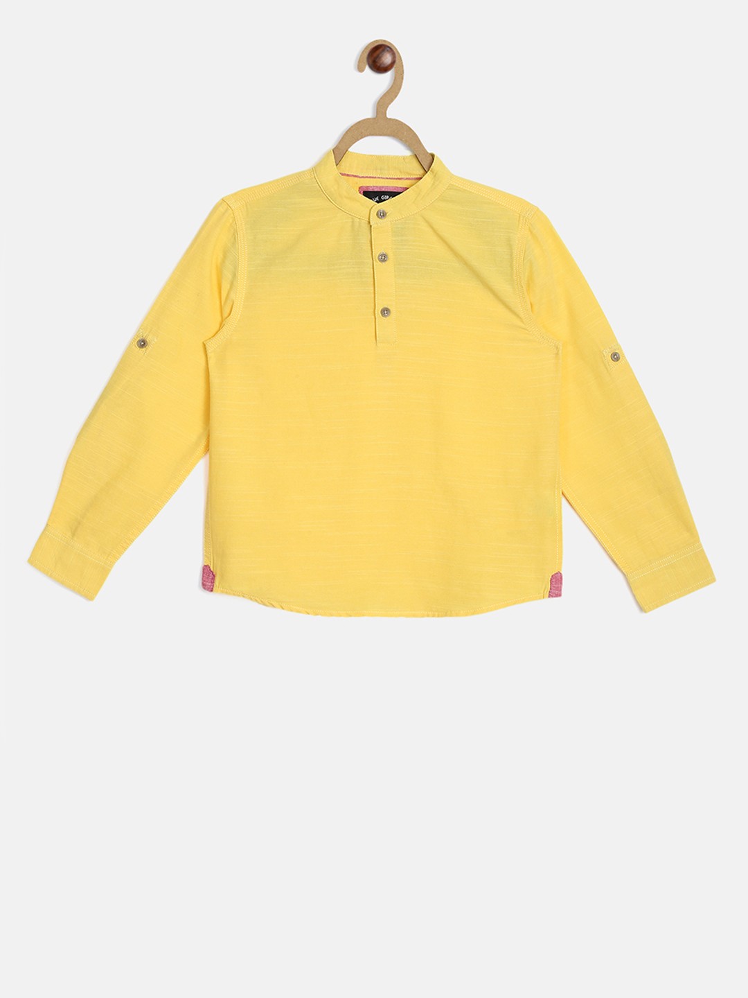 

Blue Giraffe Boys Yellow Regular Fit Solid Casual Shirt