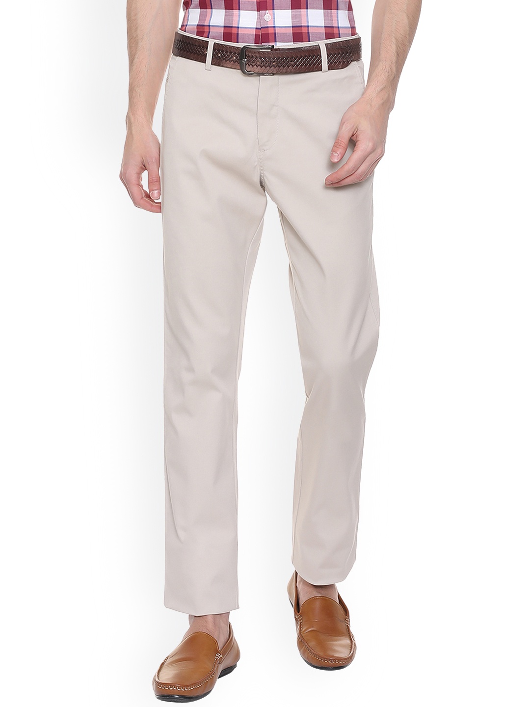 

Allen Solly Men Off-White Regular Fit Solid Formal Trousers