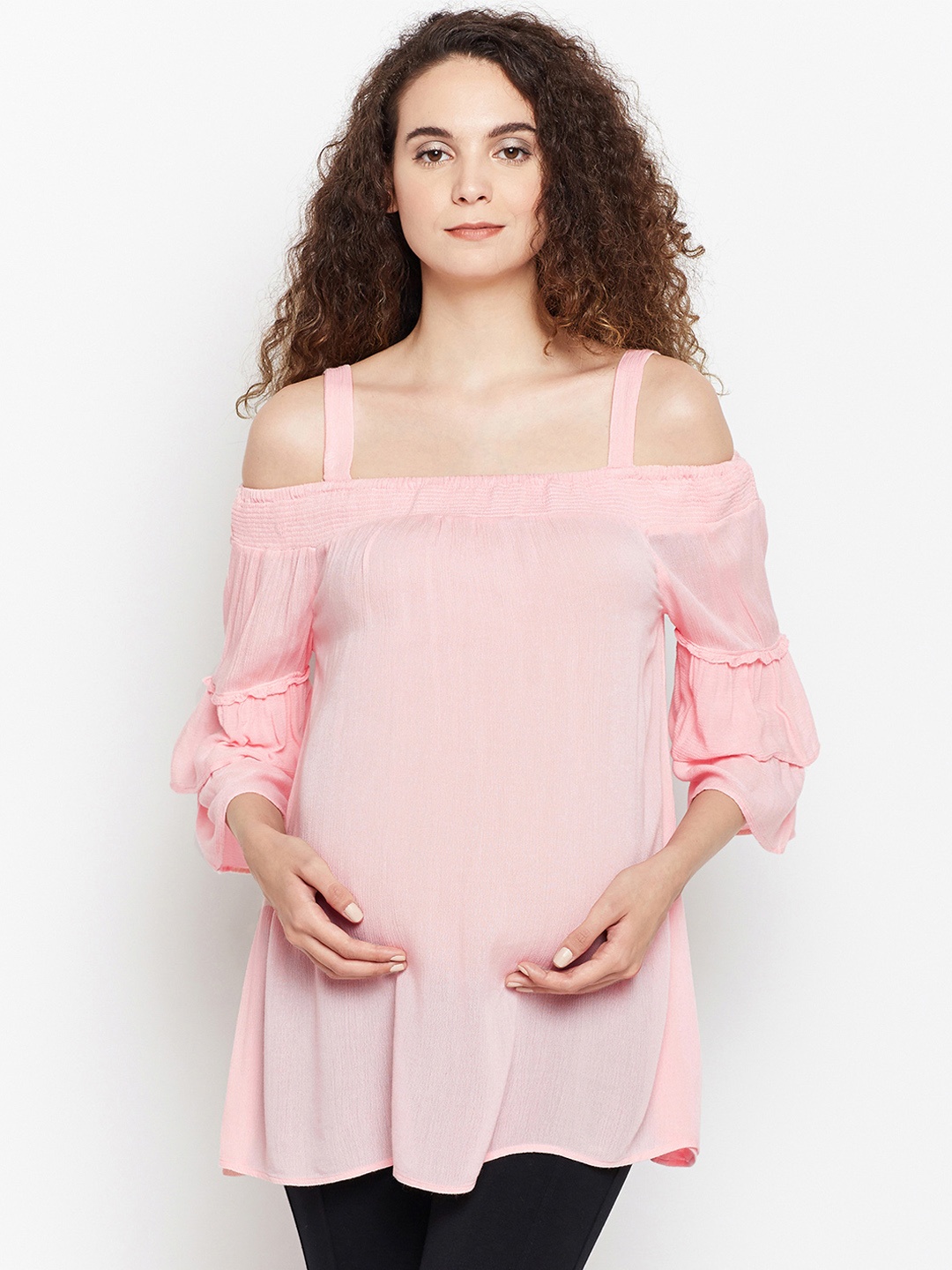 

Oxolloxo Women Pink Solid Maternity Tunic