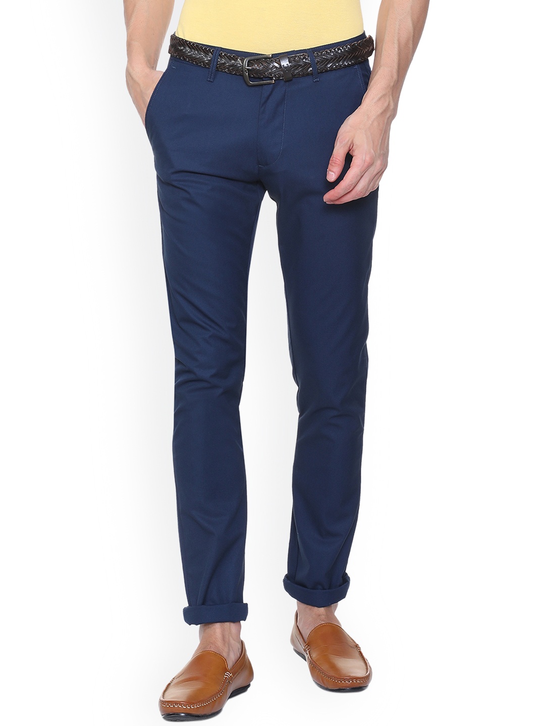 

V Dot Men Blue Slim Fit Solid Regular Trousers