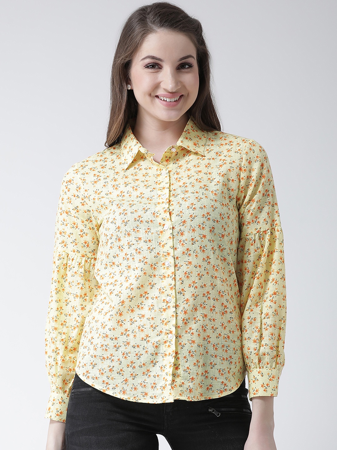 

The Vanca Women Yellow Regular Fit Printed Casual Shirt