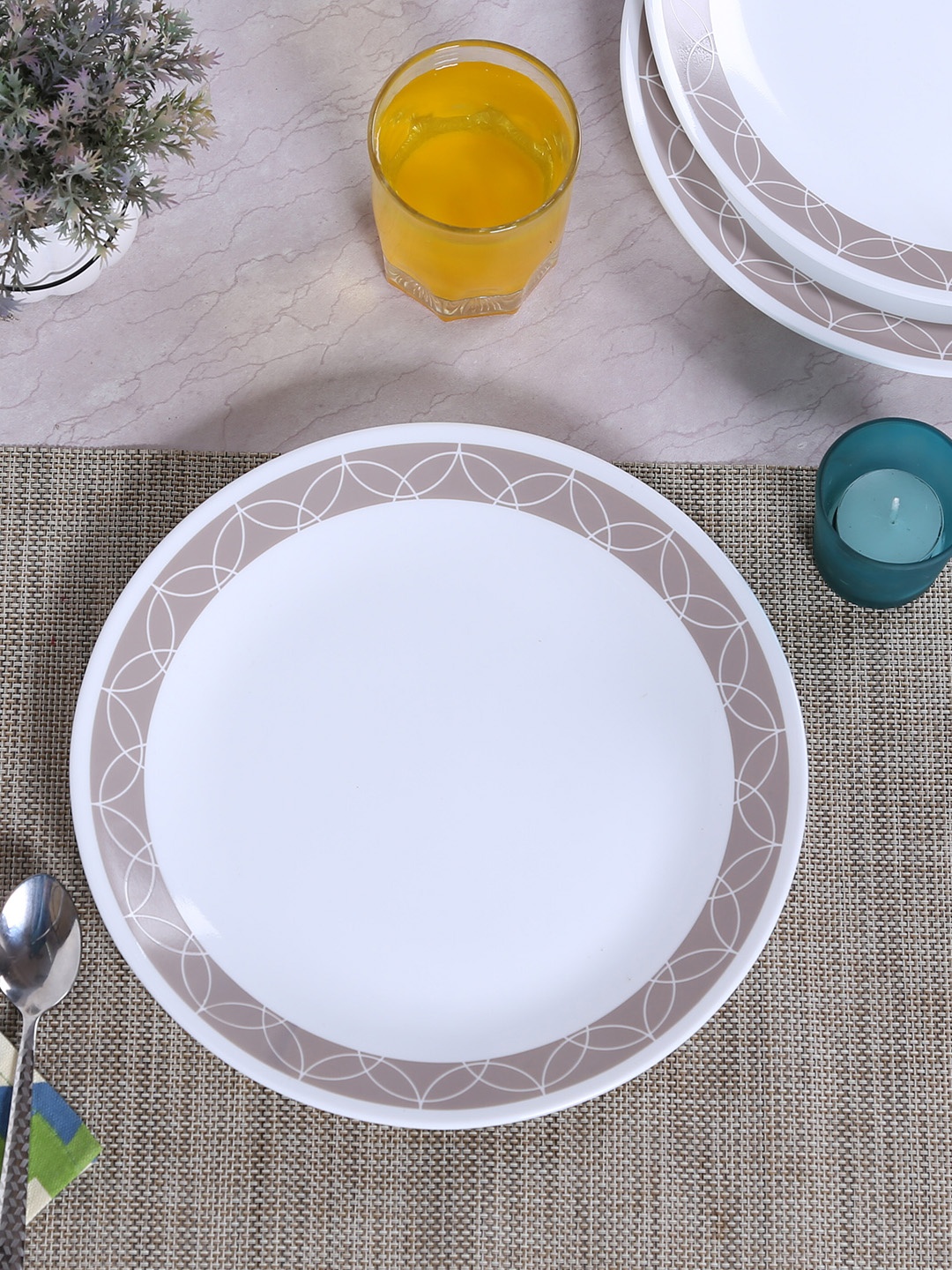 

Corelle Set Of 6 White Printed Dinner Plate Set