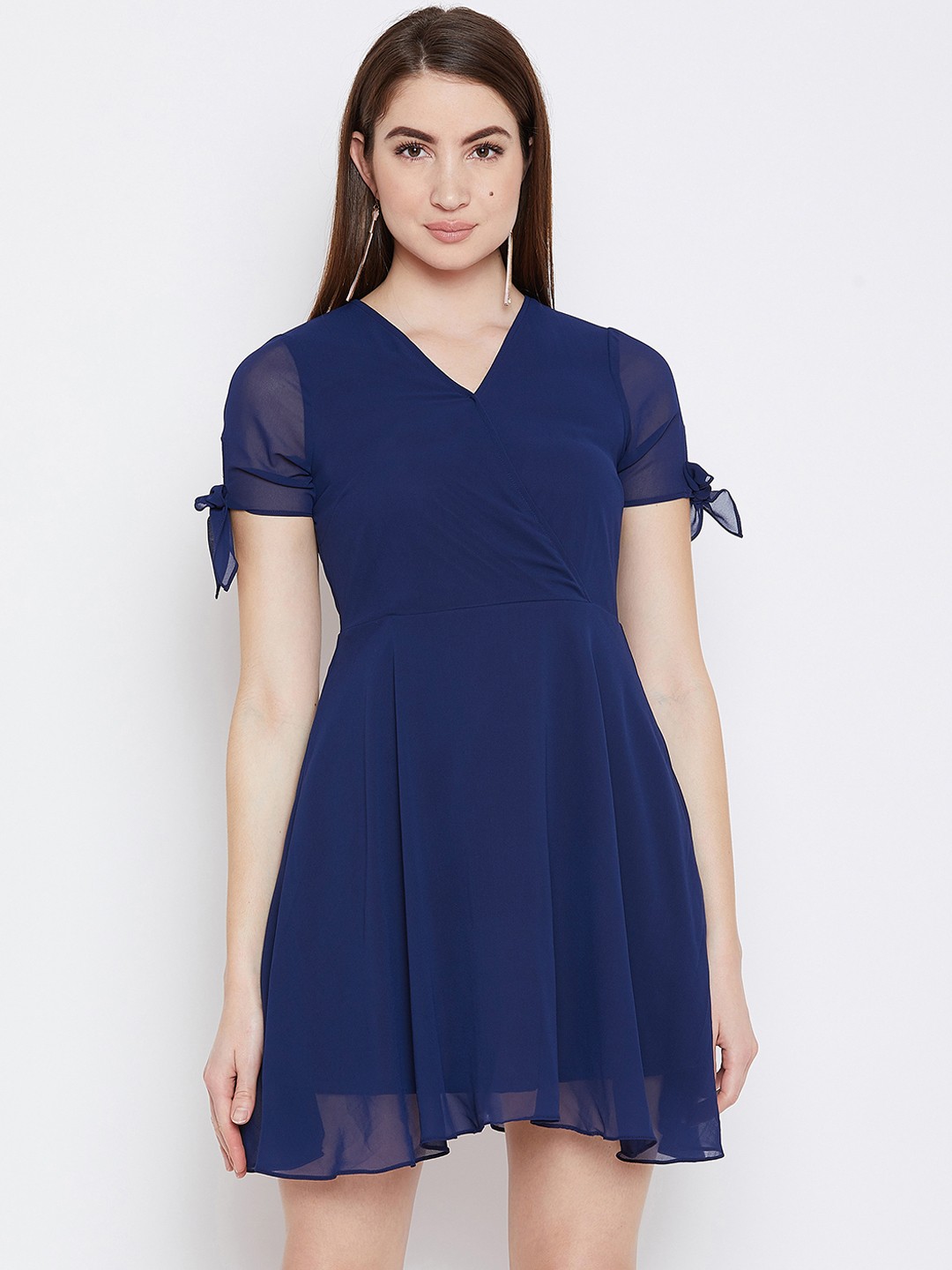 

Imfashini Women Blue Fit and Flare Dress