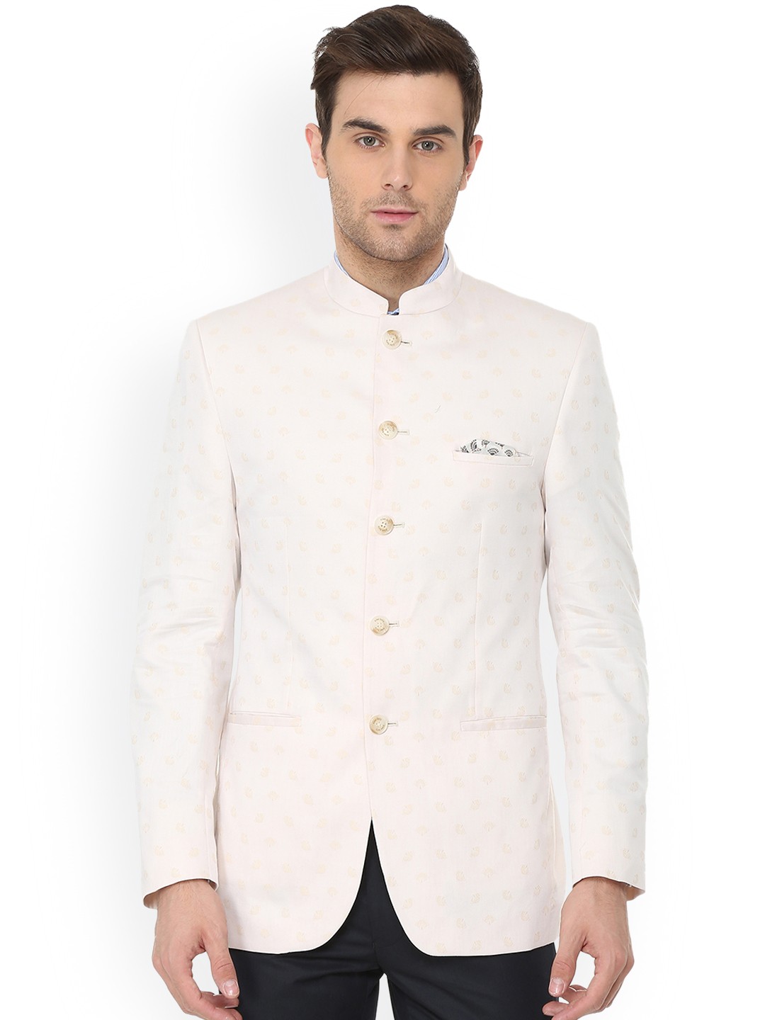 

Allen Solly Men Beige Solid Regular-Fit Single-Breasted Blazer