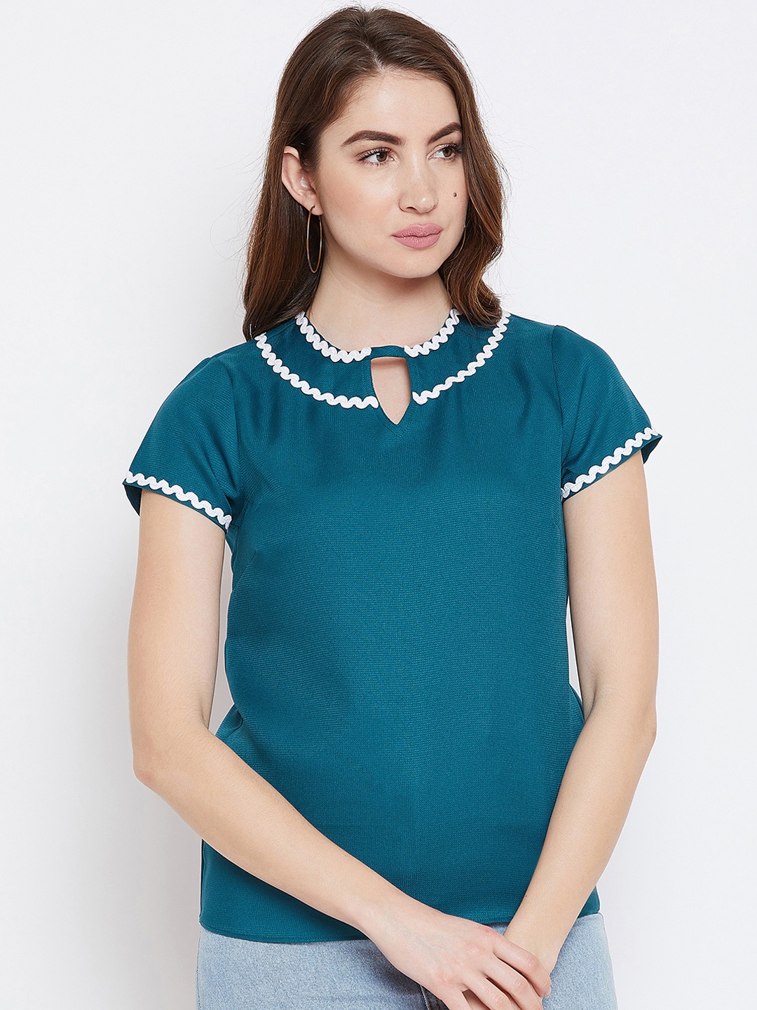

Imfashini Women Teal Green Solid Top