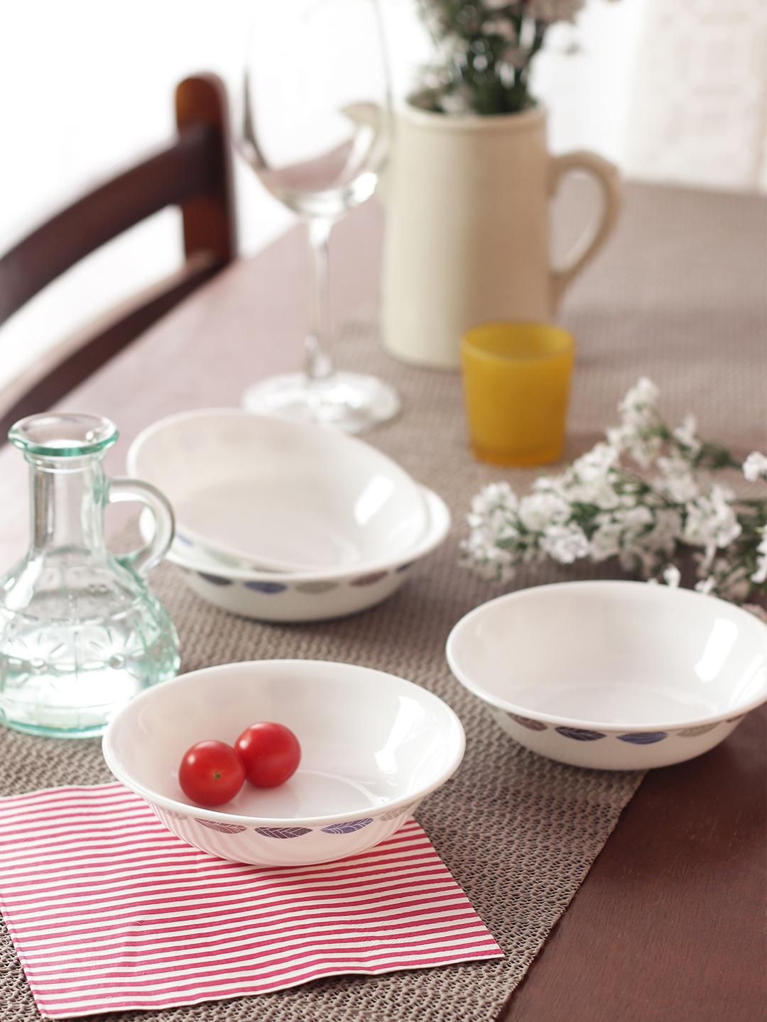 

Corelle Set of 6 White Printed Glass Bowl Set