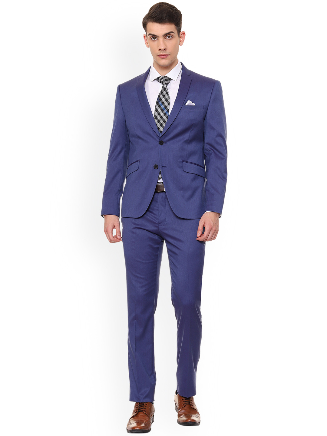 

V Dot Men Blue Solid Slim-Fit Two-Piece Suit