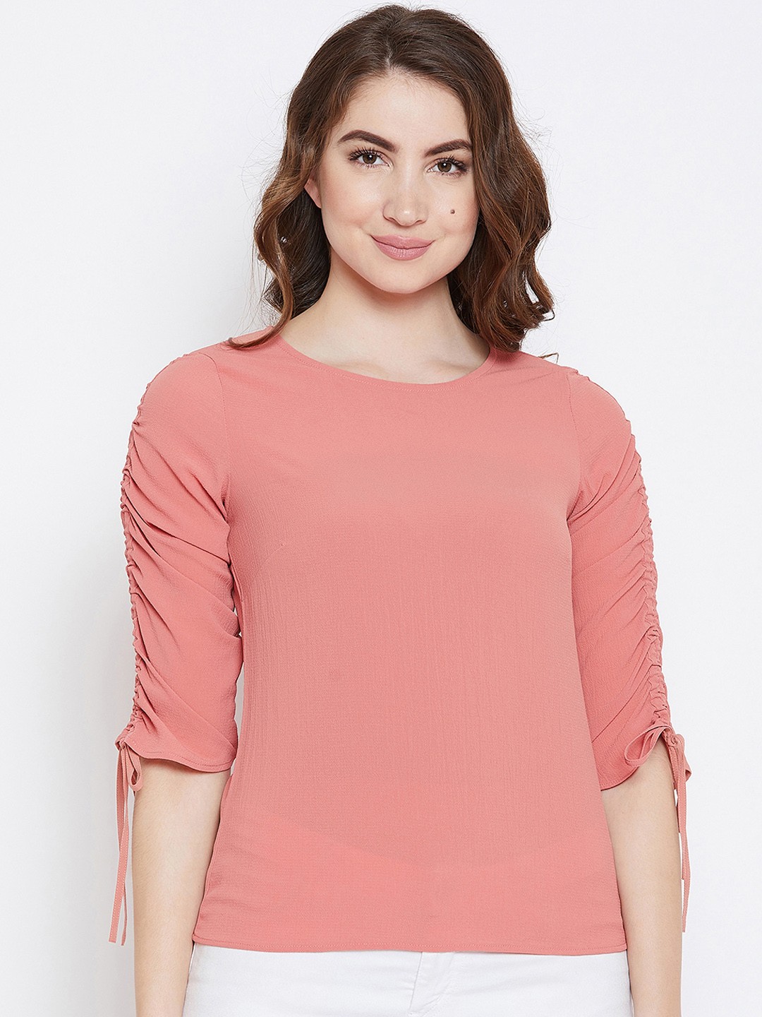 

Imfashini Women Peach-Coloured Solid Top