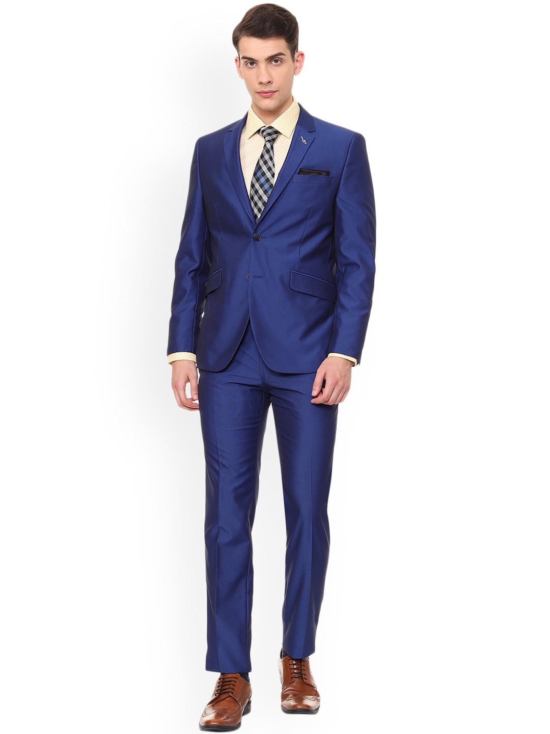 

Van Heusen Men Blue Solid Single-Breasted Two Piece Suit