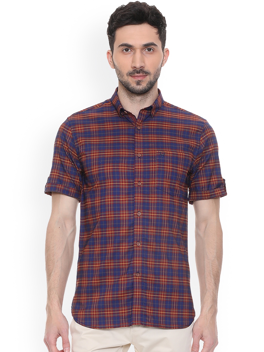 

Allen Solly Men Blue Slim Fit Checked Casual Shirt