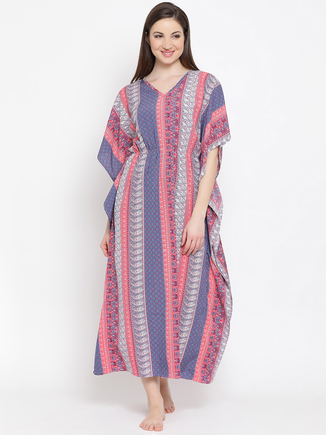 

Clovia Pink & Blue Printed Nightdress