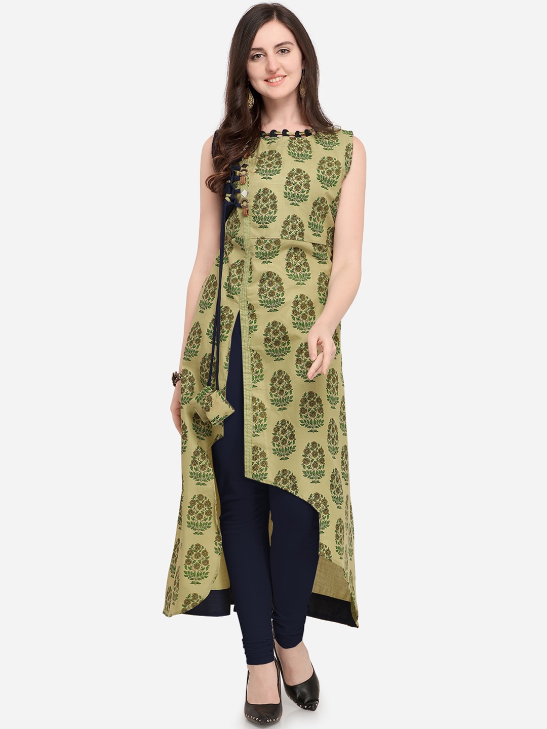 

Kvsfab Women Green Printed A-Line Kurta