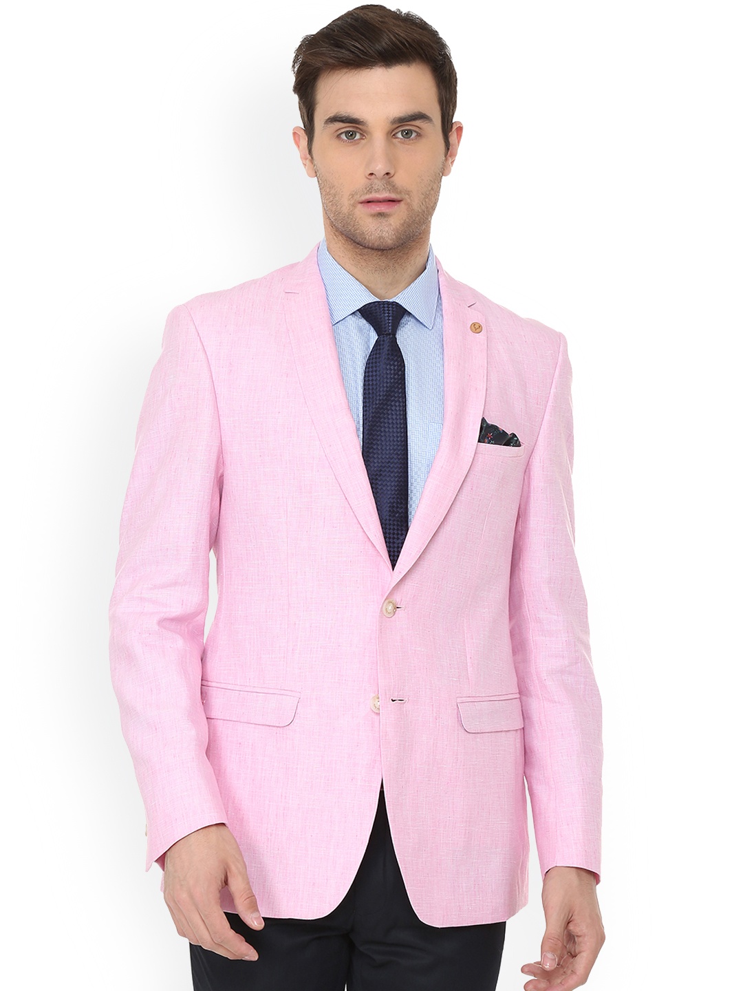 

Allen Solly Men Pink Solid Regular-Fit Single-Breasted Blazer