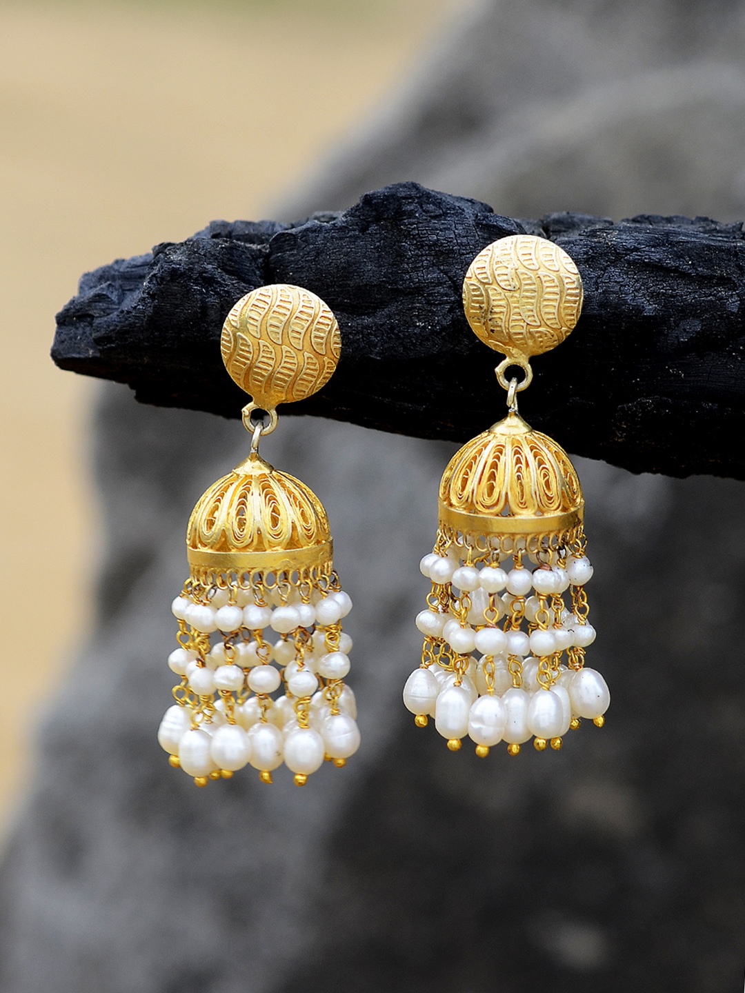 

Silvermerc Designs Gold-Plated & Handcrafted Dome Shaped Jhumkas