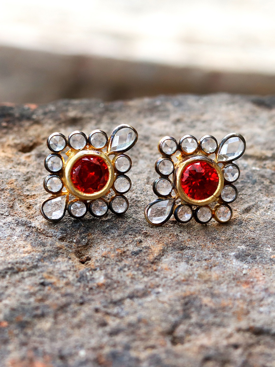 

Silvermerc Designs Gold-Plated & Handcrafted Contemporary Studs, Silver