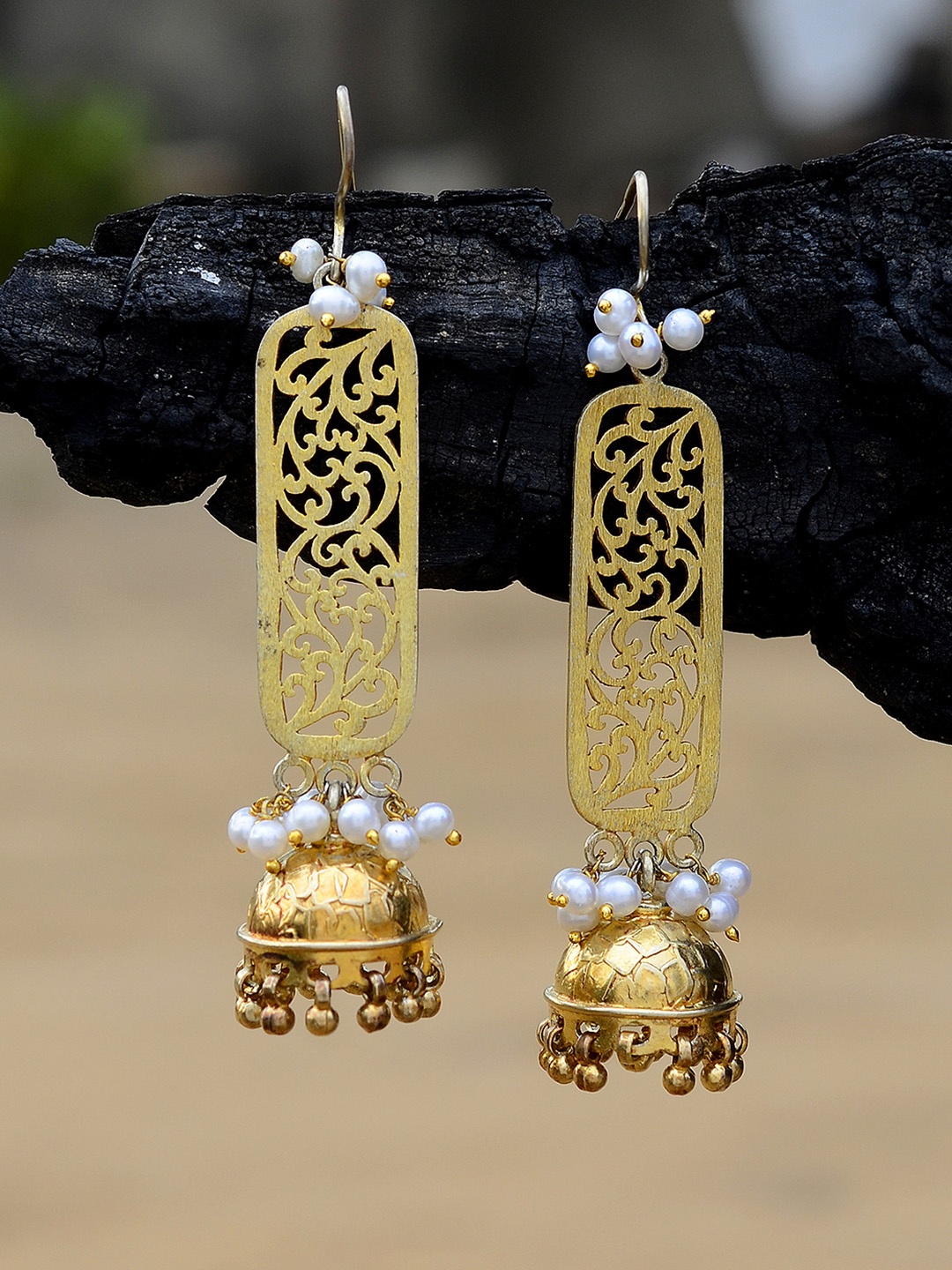 

Silvermerc Designs Women Gold-Plated Contemporary Handcrafted Drop Earrings