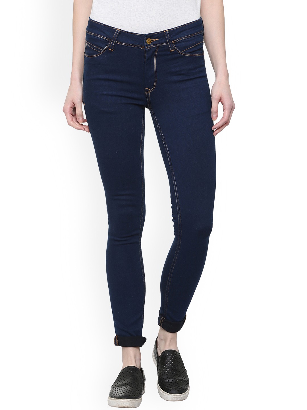 Allen Solly Woman Blue Regular Fit Mid-Rise Clean Look Stretchable Jeans