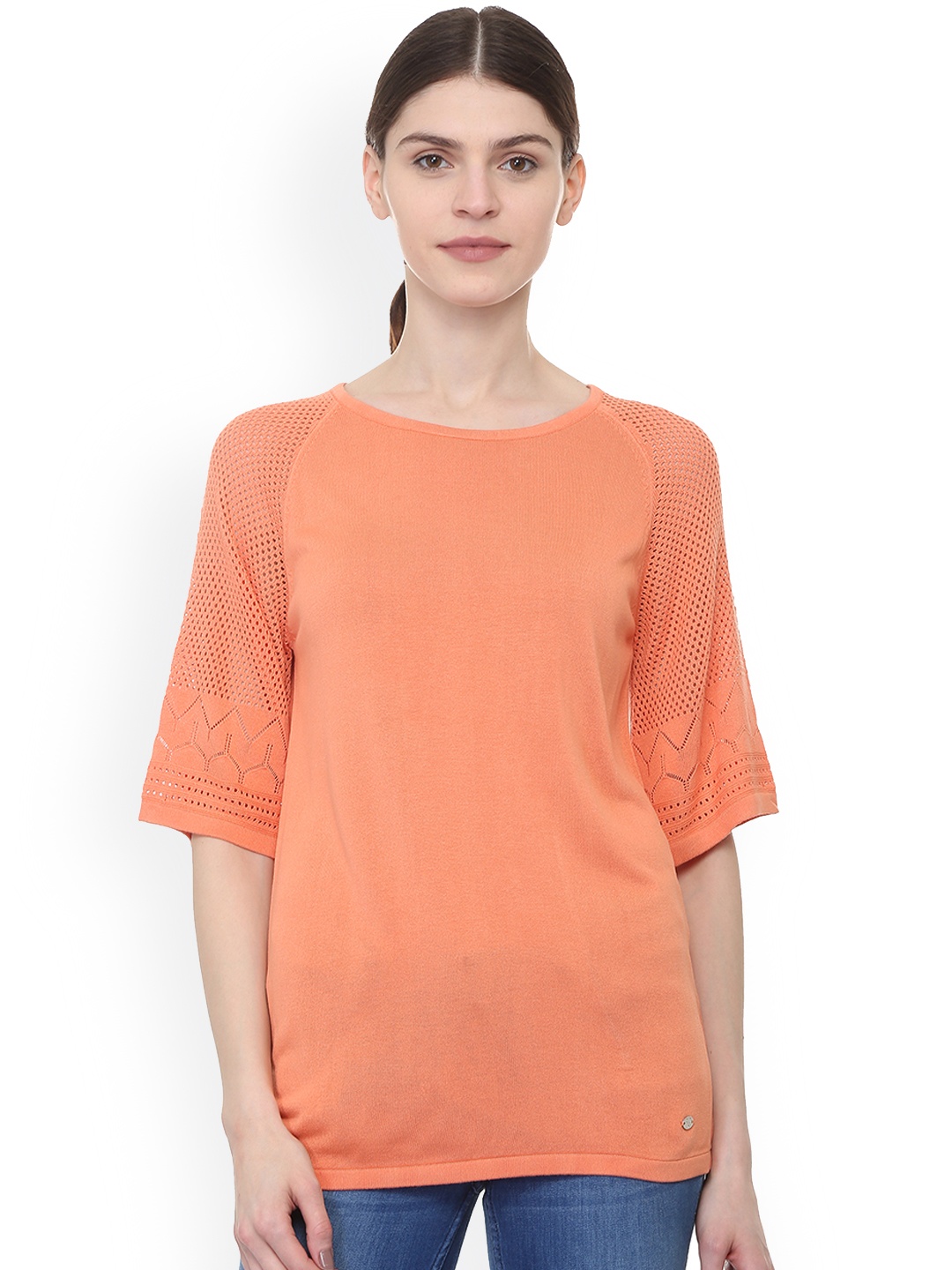 Allen Solly Woman Orange Solid Top