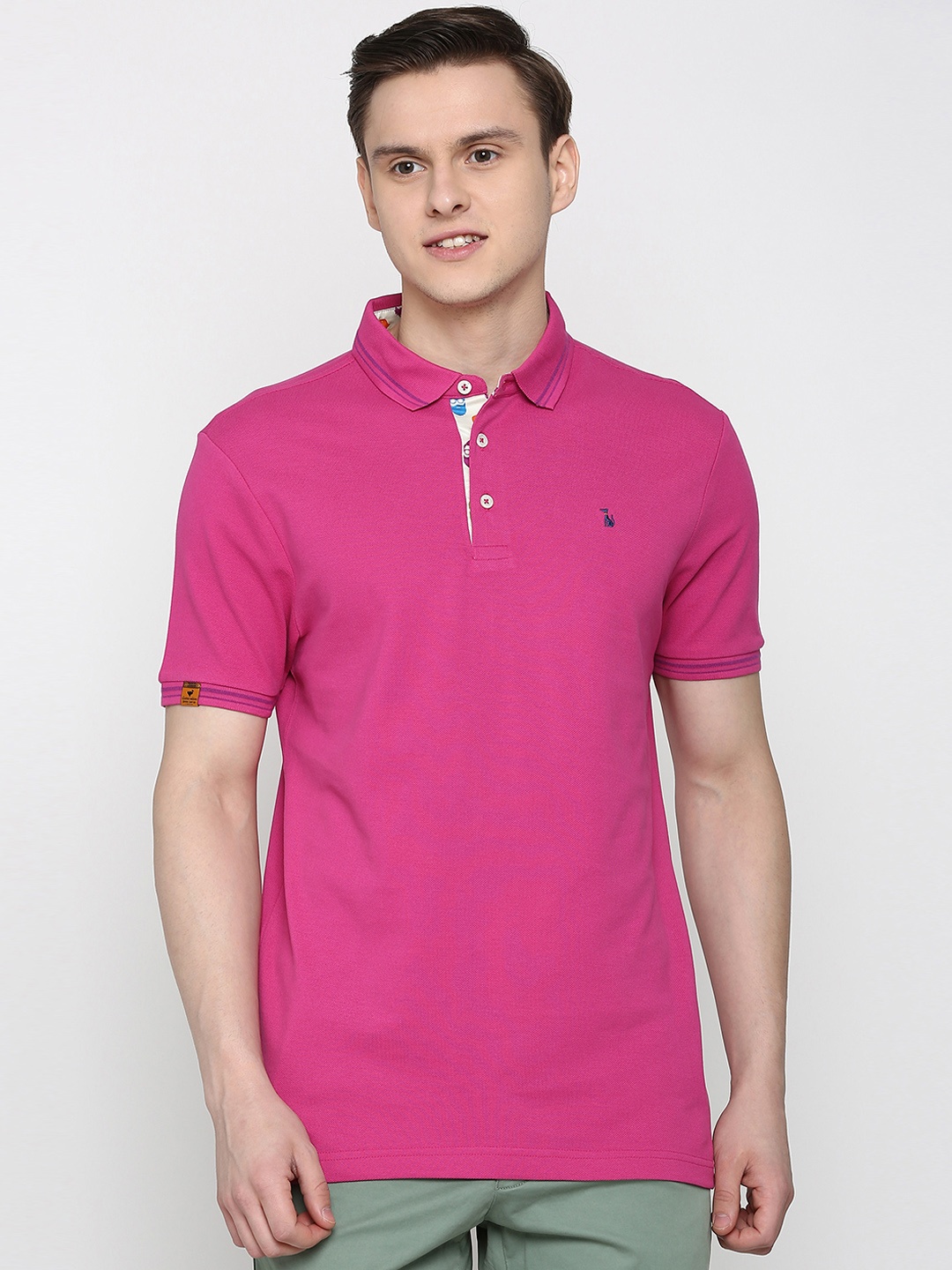 

SIMON CARTER LONDON Men Pink Solid Polo Collar Pure Cotton T-shirt