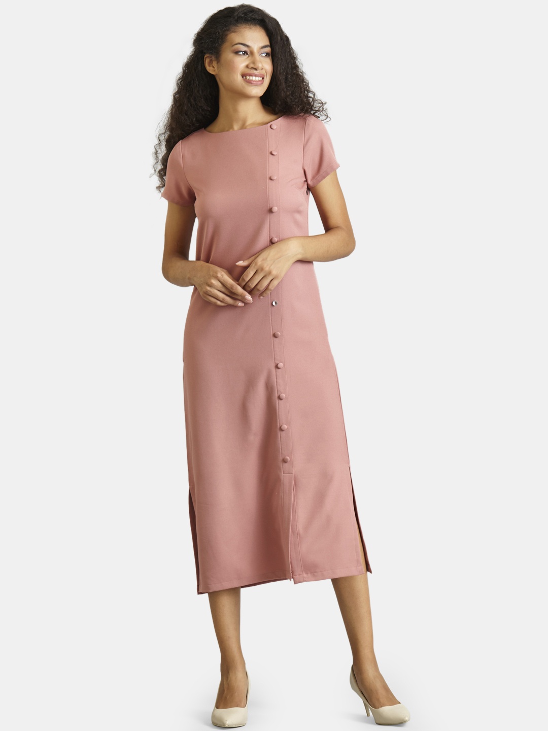 

FableStreet Women Pink Solid Sheath Dress