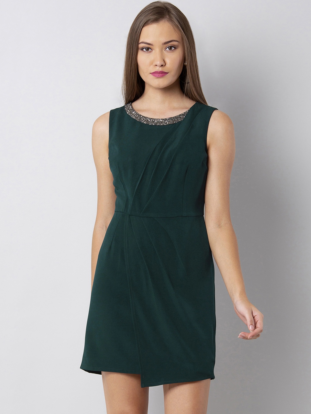 

FabAlley Women Green Solid Sheath Dress
