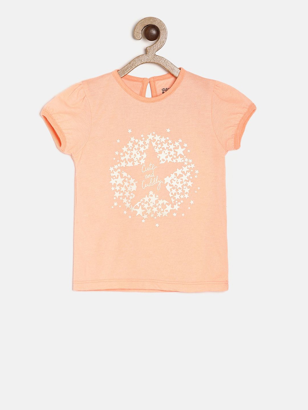 

MINI KLUB Girls Orange Printed Pure Cotton Top