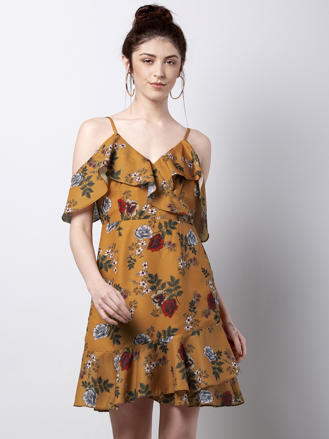 FabAlley Women Yellow Printed Empire Dress