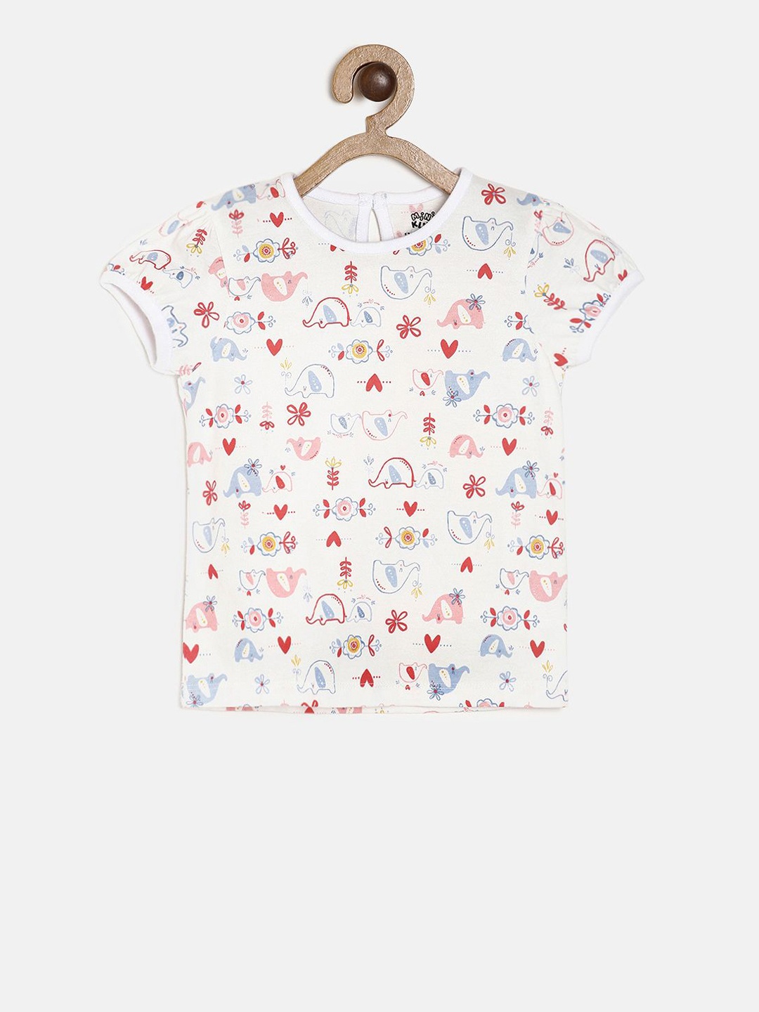 

MINI KLUB Girls Multicoloured Printed Pure Cotton Top, Multi