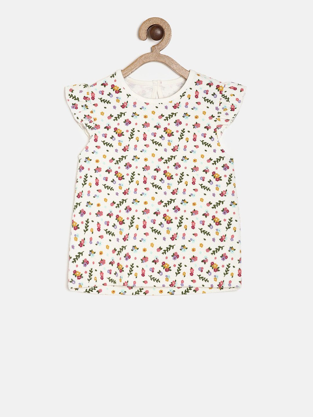 

MINI KLUB Girls White Printed A-Line Pure Cotton Top