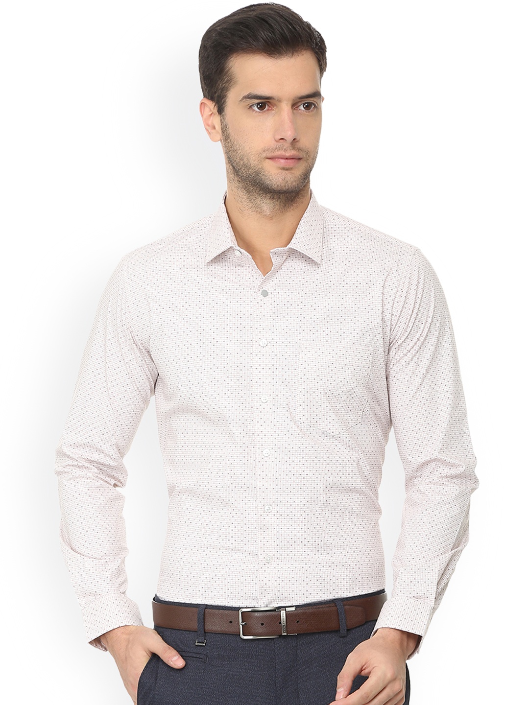 

Van Heusen Men White Slim Fit Printed Formal Shirt