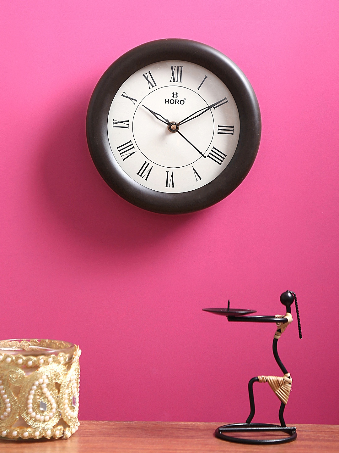 

Horo White & Black Handcrafted Round Solid Analogue Wall Clock